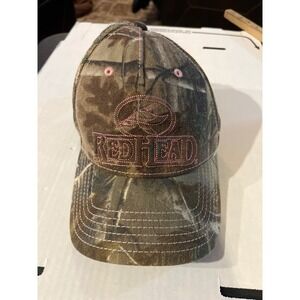 RedHead Womens Camouflage Trucker Hat Pink Logo Mesh Back Adjustable Camo Cap